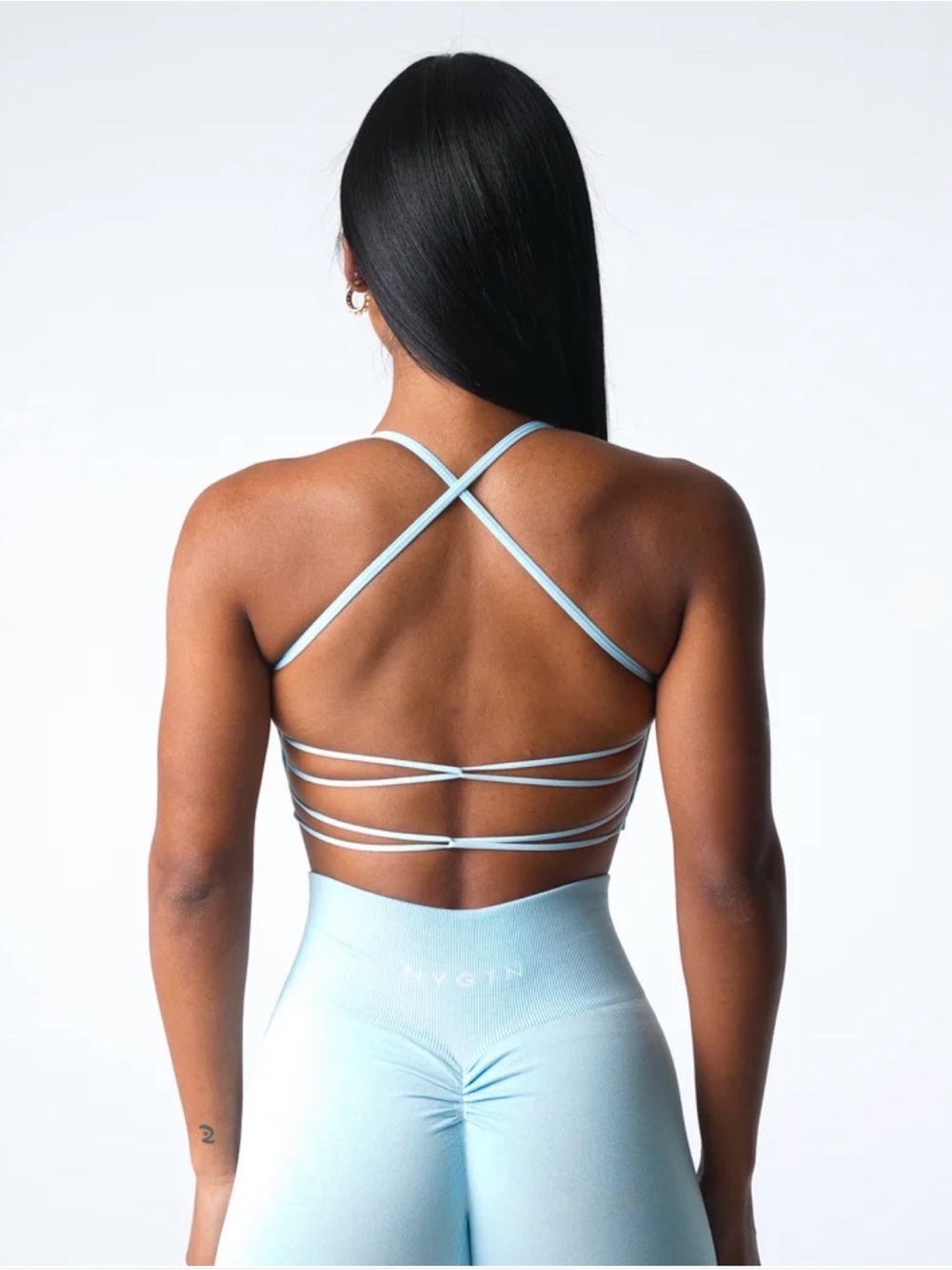NVGTN Light Blue Strappy Sports Bra